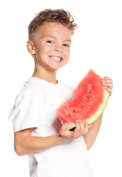 Niño con sandía — Foto de Stock