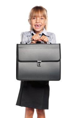 evrak çantası ile küçük kız