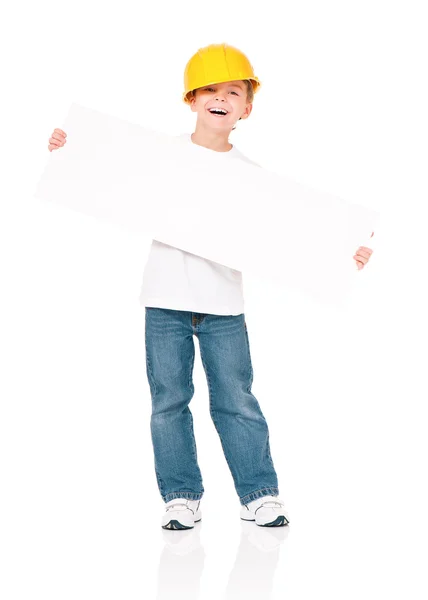 Boy in hard hat — Stock Photo, Image