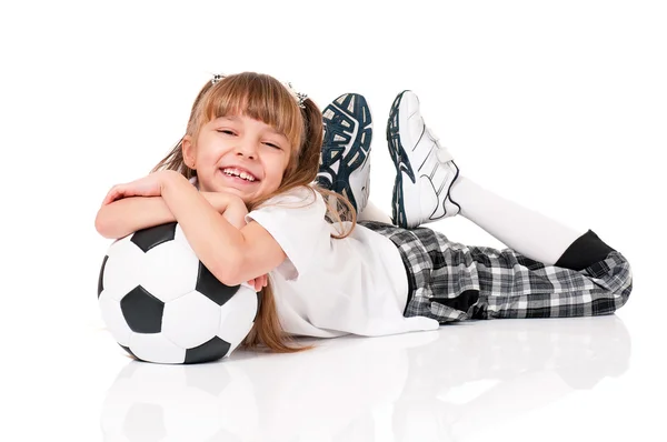 Little girl with soccer ball — Stock Photo, Image