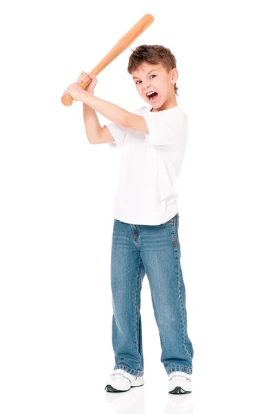 Niño con bate de béisbol — Foto de Stock