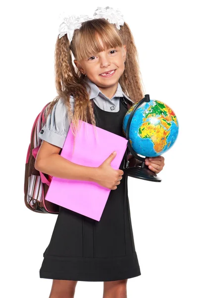 Kleines Mädchen mit Globus — Stockfoto