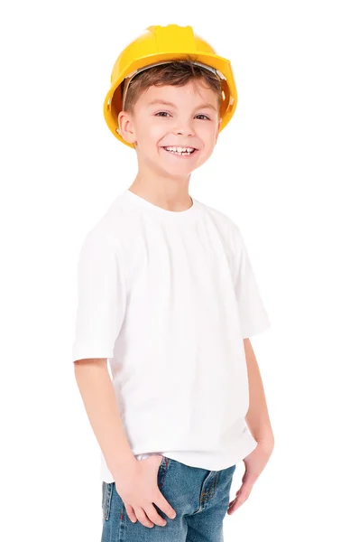 Rapaz de chapéu duro — Fotografia de Stock