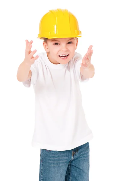 Boy in hard hat — Stock Photo, Image