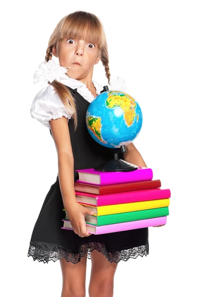 Kleines Mädchen mit Globus — Stockfoto