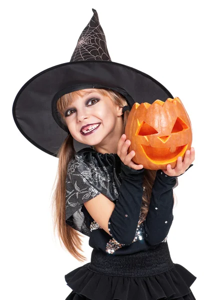 Kicsi lány, halloween jelmez — Stock Fotó