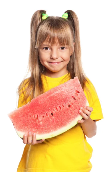 Liten flicka med vattenmelon — Stockfoto