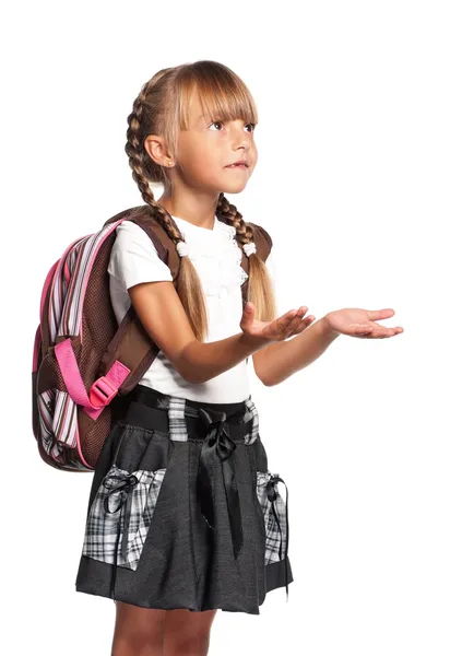 Little girl with backpack — Stock Photo, Image