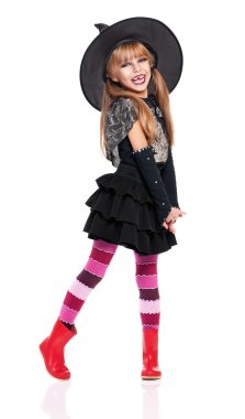 Little girl in halloween costume clipart