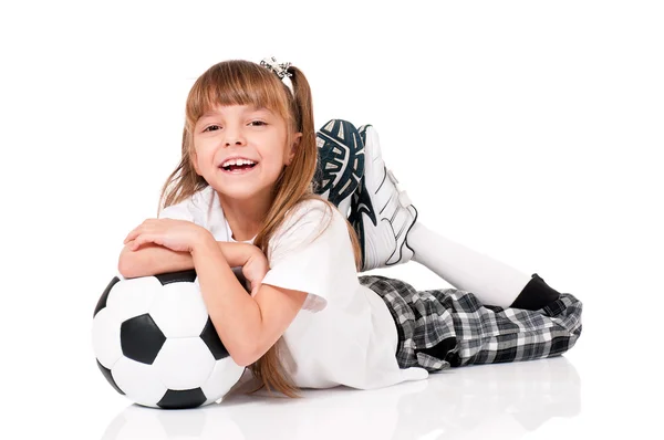 Meisje met voetbal — Stockfoto