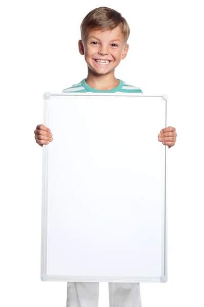 Niño con blanco en blanco — Foto de Stock