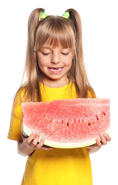 Little girl with watermelon — Stock Photo, Image