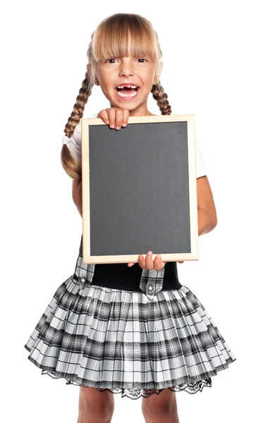 Little girl with small blackboard — Stock Photo, Image