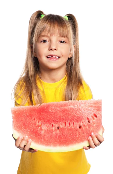 Niña con sandía —  Fotos de Stock