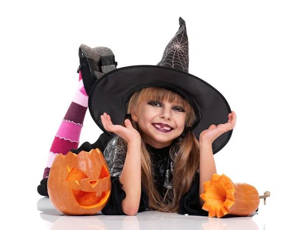 Menina em traje de Halloween — Fotografia de Stock