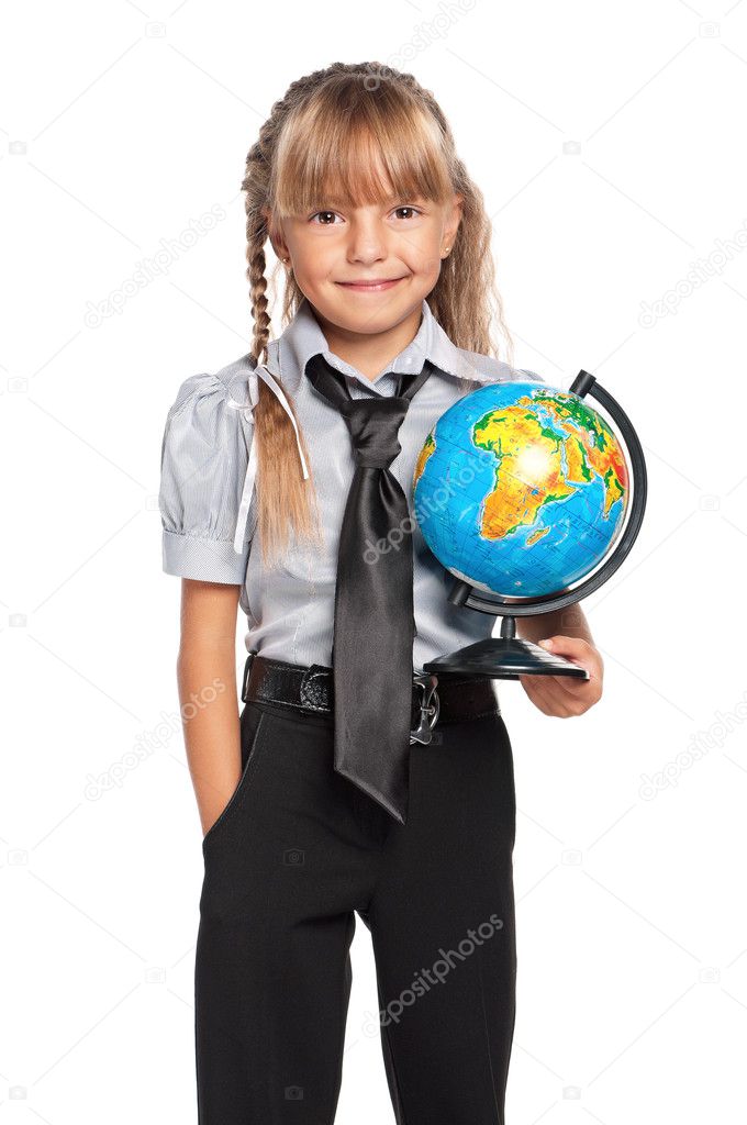 Little girl with globe