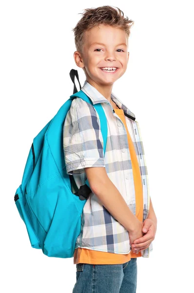 Menino com mochila — Fotografia de Stock