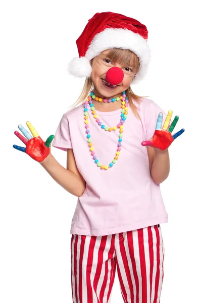 Menina em santa chapéu — Fotografia de Stock