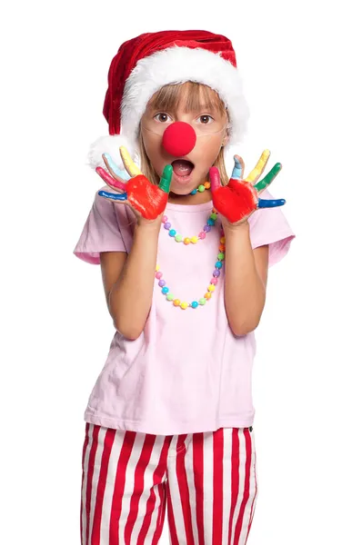 Bambina in cappello da Babbo Natale — Foto Stock