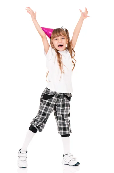 Girl in birthday cap — Stock Photo, Image