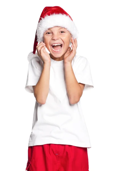 Ragazzo in cappello Babbo Natale — Foto Stock