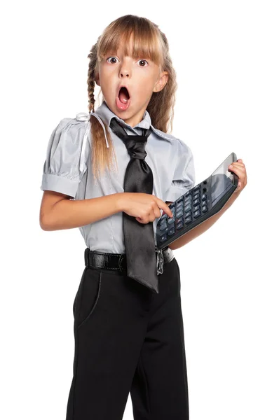 Meisje met calculator — Stockfoto