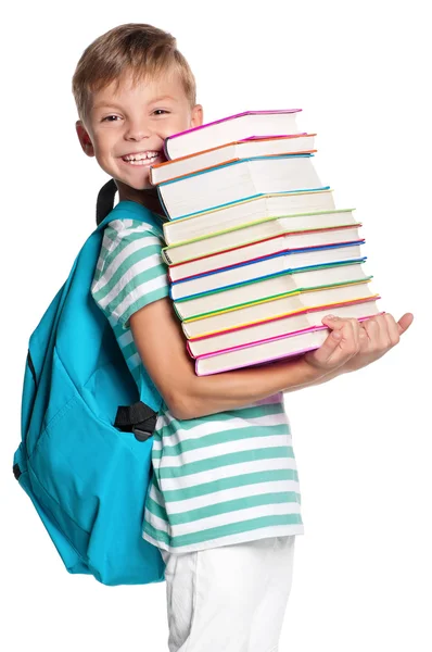 Kleine jongen met boeken — Stockfoto