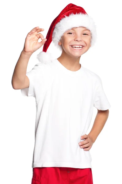 Ragazzo in cappello Babbo Natale — Foto Stock