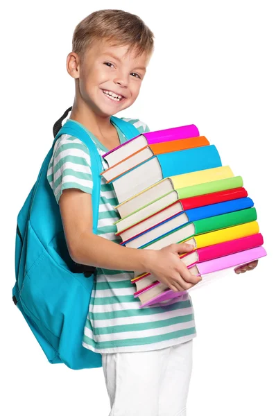 Kleine jongen met boeken — Stockfoto