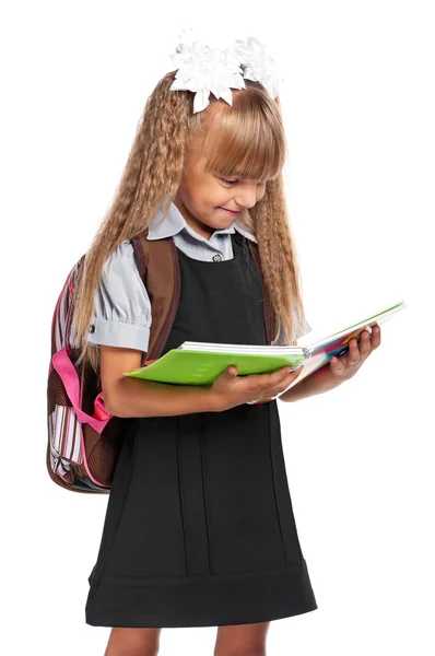 Little girl with exercise books Stock Photo