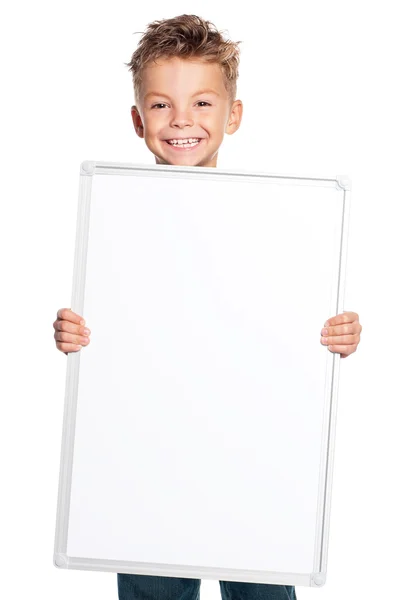 Boy holding banner — Stock Photo, Image