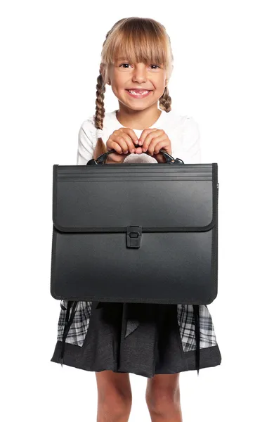 Evrak çantası ile küçük kız — Stok fotoğraf