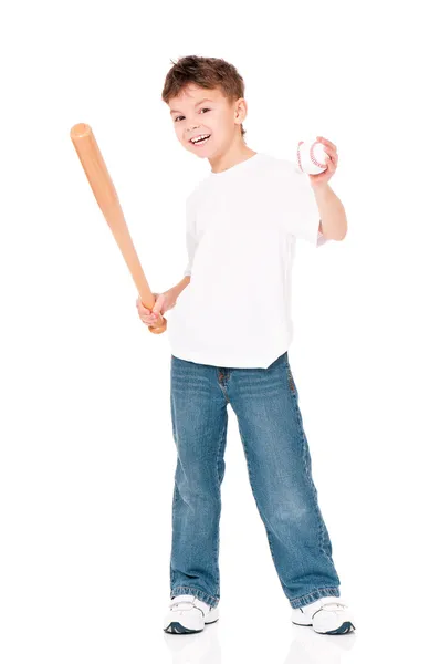 Niño con bate de béisbol — Foto de Stock