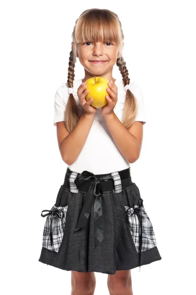 Little girl with apple — Stock Photo, Image