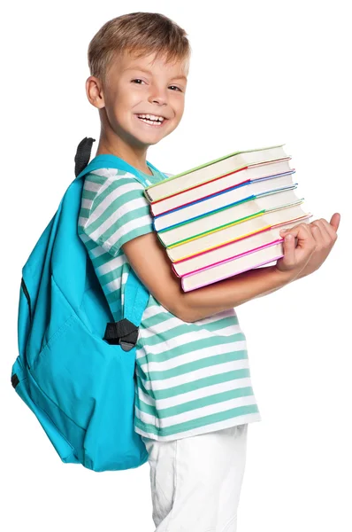 Kleine jongen met boeken — Stockfoto