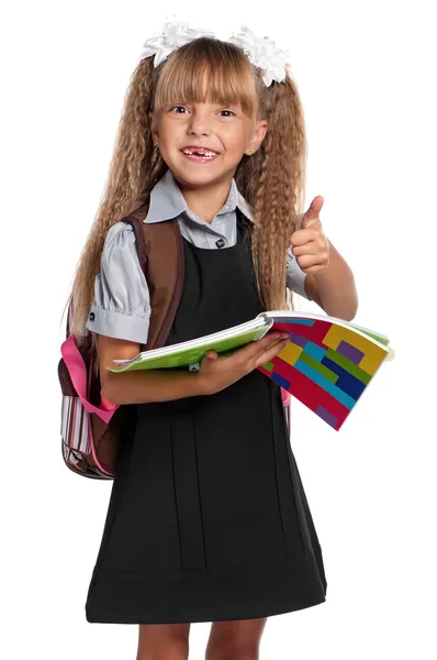 Little girl with backpack — Stock Photo, Image