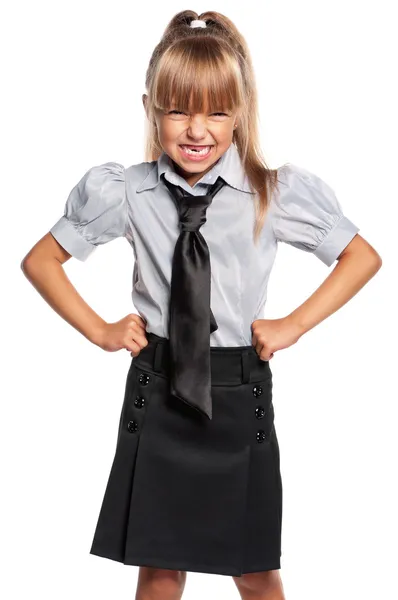 Little girl in school uniform — Stock Photo, Image