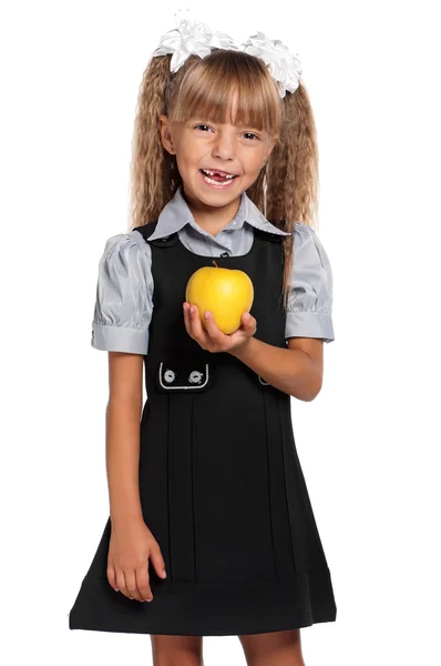 Kleines Mädchen mit Apfel — Stockfoto