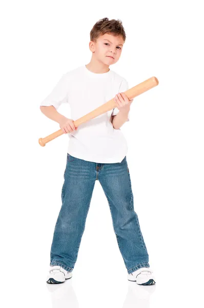 Ragazzo con mazza da baseball — Foto Stock