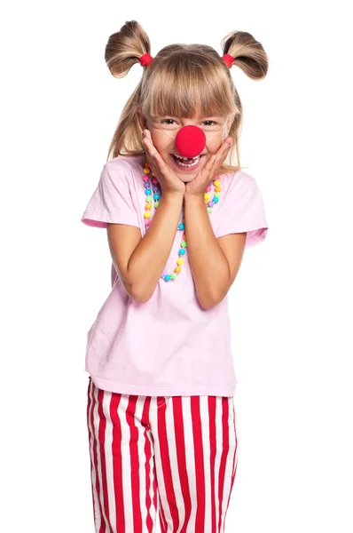 Petite fille avec nez de clown — Photo