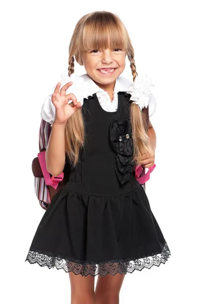 Little girl in school uniform — Stock Photo, Image