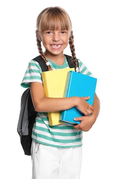 Little girl with books — Stock Photo, Image