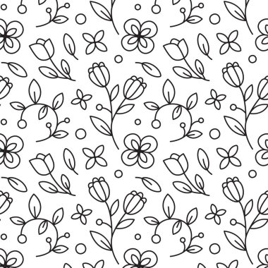 Çiçeklerle, lalelerle, yapraklarla, böğürtlenlerle, dallarla süslü güzel çizgiler. 8 Mart ve Sevgililer Günü deseni