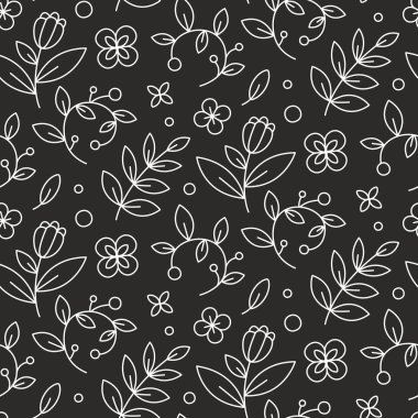 Çiçeklerle, lalelerle, yapraklarla, böğürtlenlerle, dallarla süslü güzel çizgiler. 8 Mart ve Sevgililer Günü deseni