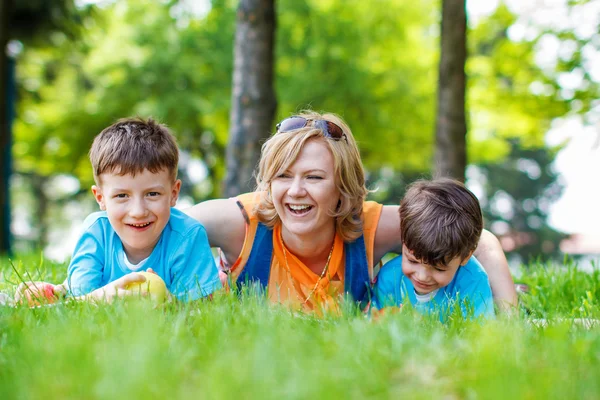Happy mother with kids — Stock Photo, Image