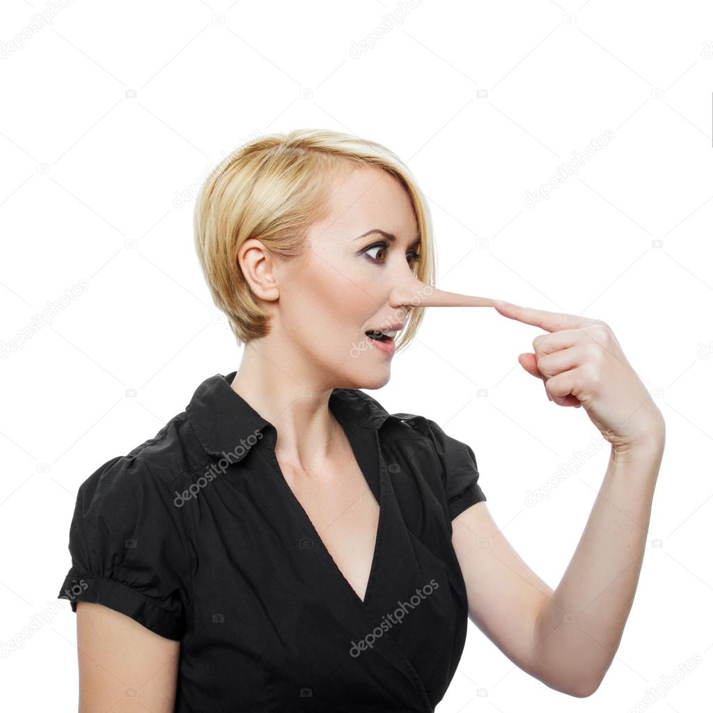 Female as business woman with fake nose Stock Photo - Alamy