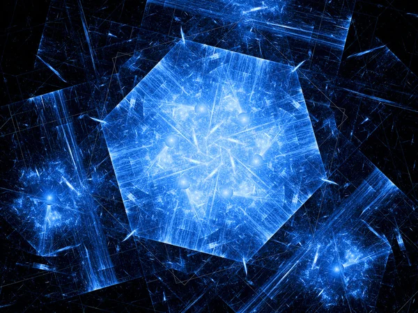 Голубой шестиугольный объект, нанотехнология — стоковое фото