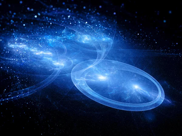 Μπλε αστέρι συστήματα με τροχιές στο χώρο — Φωτογραφία Αρχείου