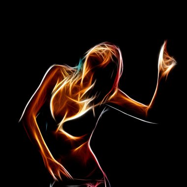 Dj Güverte üzerine siyah izole parti kız