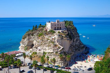 Santa Maria Dell'isola on hill from above, Tropea, Italy clipart